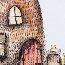 Load image into Gallery viewer, Close up of the beaver house illustration to show the textures and details. 
