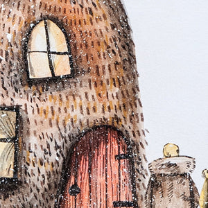 Close up of the beaver house illustration to show the textures and details. 