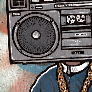 Close up of the hip hop boombox illustration to show the textures and details. 