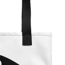 Load image into Gallery viewer, A close up of the black handle of the tote bag.