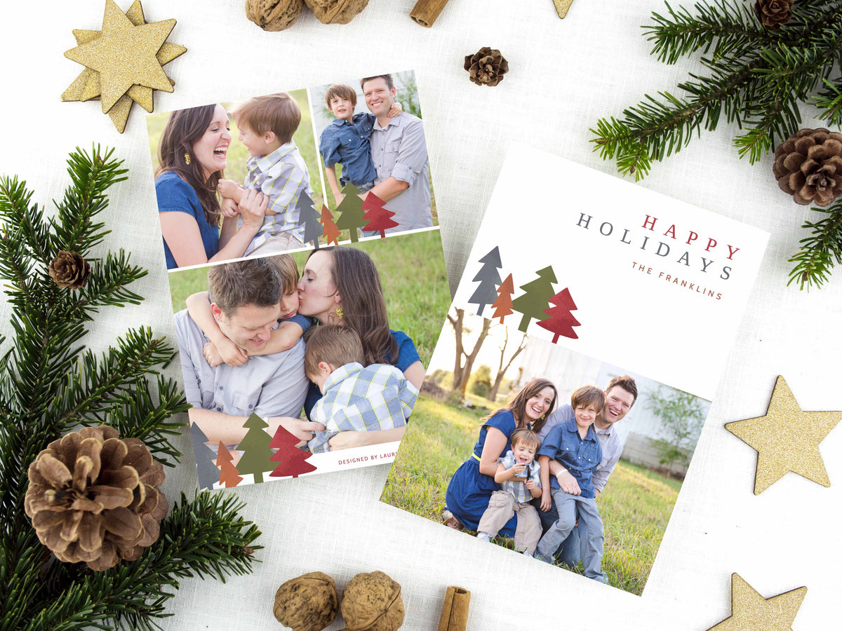 CHRISTMAS PHOTO CARD TEMPLATE: Happy Holidays Trees – Laurent Collective