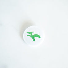 Load image into Gallery viewer, A button pin on a white tabletop. The button features an illustration of a Pterodactyl. 