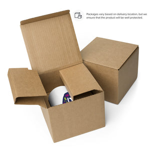 A box that shows how the mug is packaged safely. 