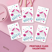 Load image into Gallery viewer, An image showing the design &quot;You are magical&quot; of printable class Valentines.