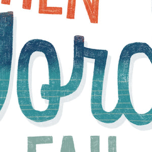 Close up of the lettering featured on the print that shows the textures used in the lettering.