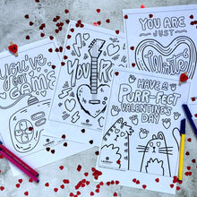 Load image into Gallery viewer, INSTANT DOWNLOAD: Valentine&#39;s Colouring Sheets
