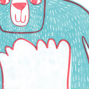Close up of bear illustration to show textures.