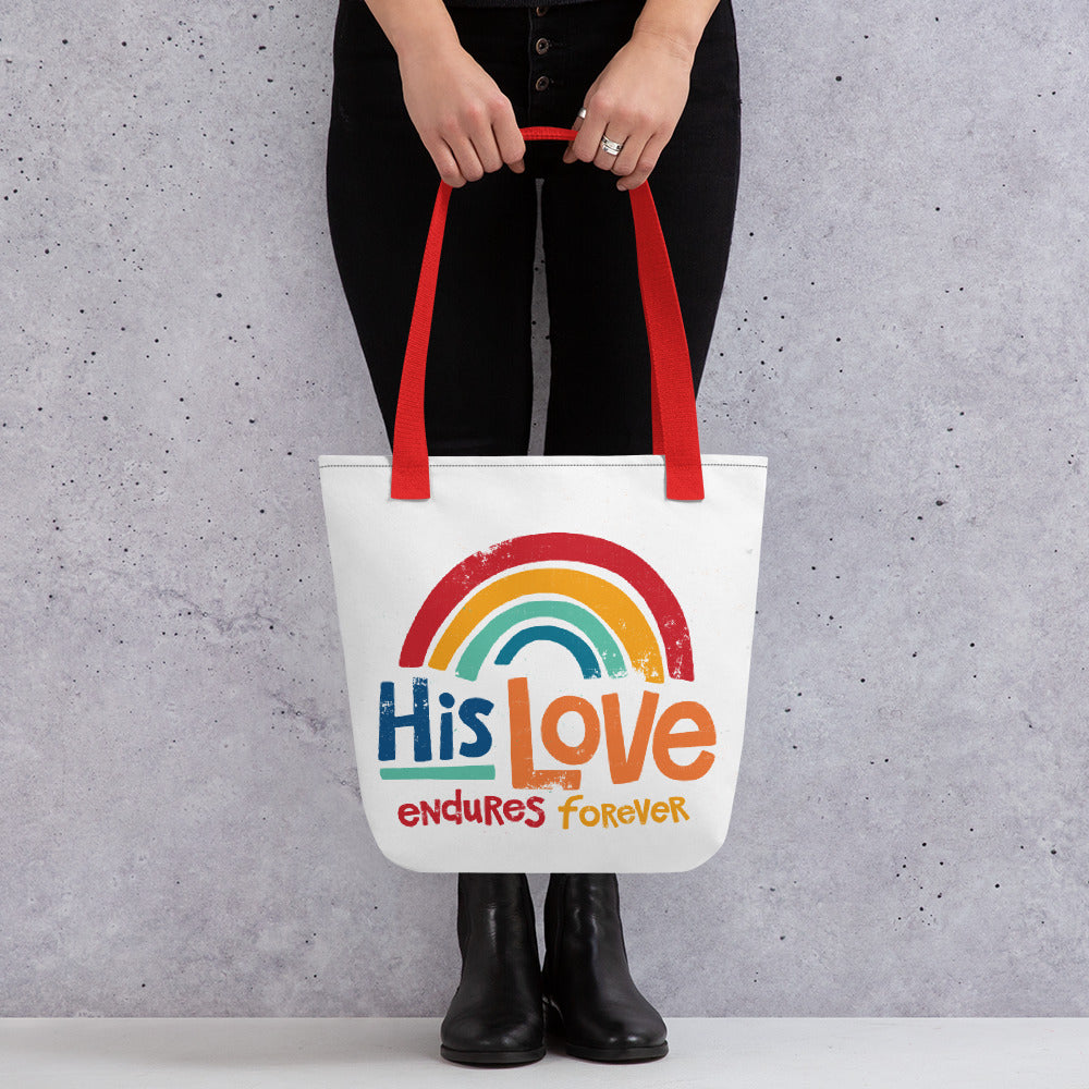 His Love Endures Forever Tote Bag