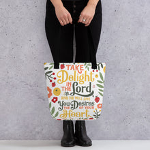 Load image into Gallery viewer, Take Delight in the Lord Tote Bag