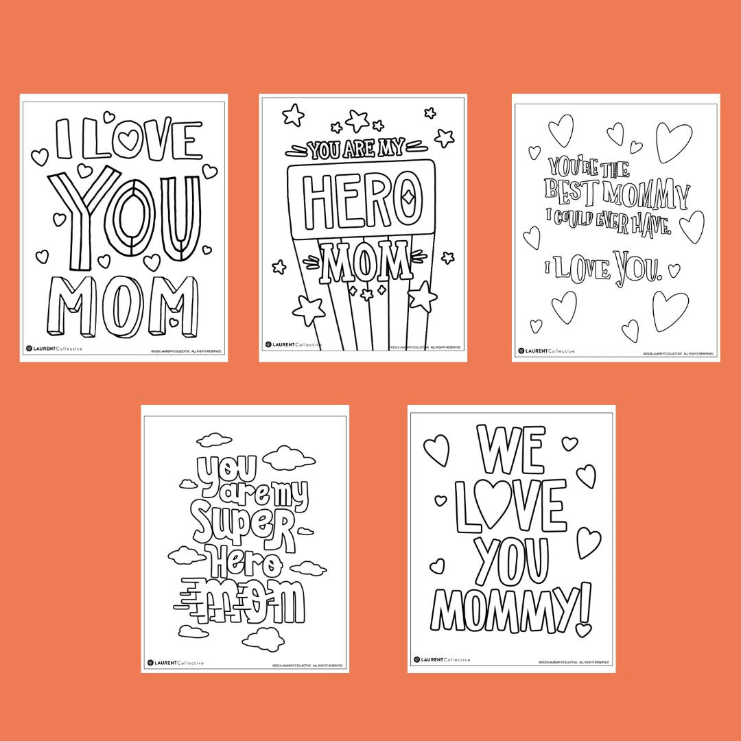Happy Mother's Day Coloring Tablecloth Poster - Giant 43.3x31.5 Inch Paper Banner For Kids Activities