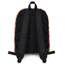 Load image into Gallery viewer, The backside of a backpack is shown on a white background. The backpack is black mesh with black straps. 